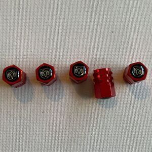 Dodge Logo Valve Stem Caps in Red set of 5 NWT